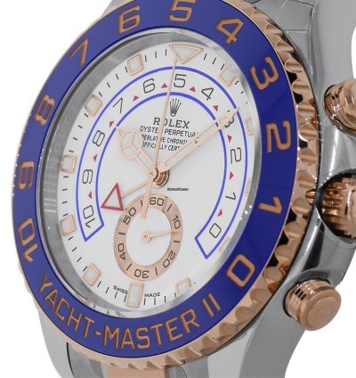 Rolex Yacht-master Ii 116681 Steel 18k Rose Gold Mercedes Hands White Dial 44 Mm