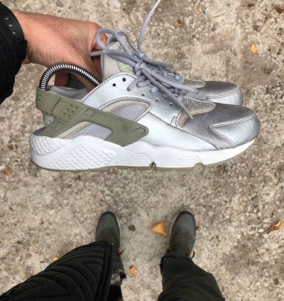 Very Rare Nike Air Huarache Running Silver Designer Y2k 90s