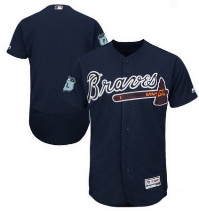 Atlanta Braves Majestic Navy Blue 2017 Spring Training Flex Base Stitched Mlb Custom Jersey