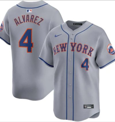 New York Mets 4 Francisco Alvarez Jersey Stitched Grey
