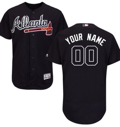 Atlanta Braves Navy Blue Customized Flexbase Majestic Mlb Collection Jersey