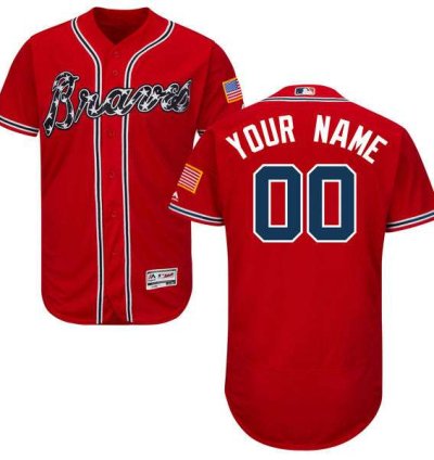 Atlanta Braves Red Customized Flexbase Majestic Mlb Collection Jersey