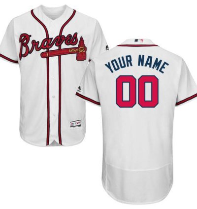 Atlanta Braves White Customized Flexbase Majestic Mlb Collection Jersey