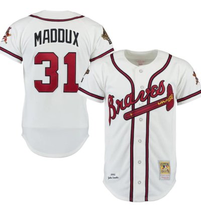 Atlanta Braves Greg Maddux White 1995 Throwback Jersey