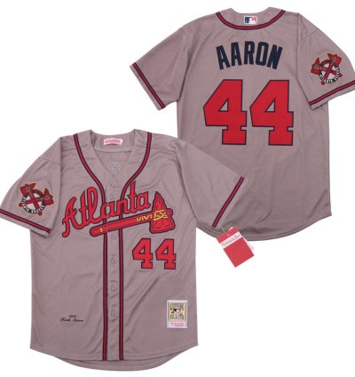 Atlanta Braves Hank Aaron Gray 1974 Throwback Jersey