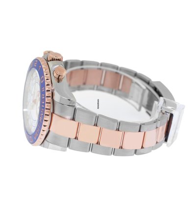 Rolex Yacht-master Ii 44mm 18k Rose Gold Steel White Dial Blue Bezel 116681