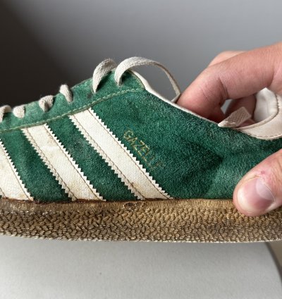 Vintage 1992 Adidas Gazelle Green Suede Sneakers Shoes Rare