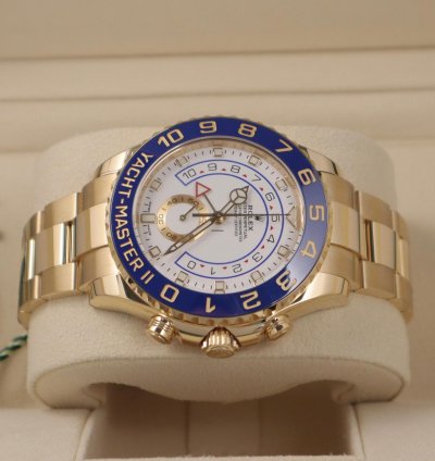 Rolex Yacht-master Ii 44mm Mercedes Hands 18k Yellow Gold Unworn In Stock