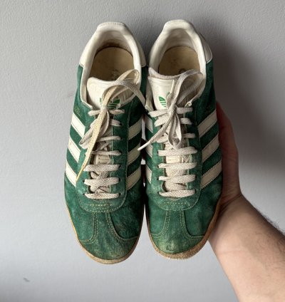 Vintage 1992 Adidas Gazelle Green Suede Sneakers Shoes Rare