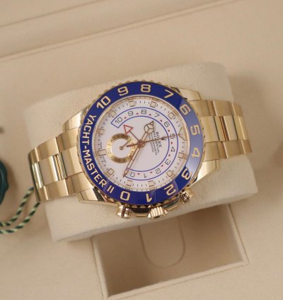 Rolex Yacht-master Ii 44mm Mercedes Hands 18k Yellow Gold Unworn In Stock