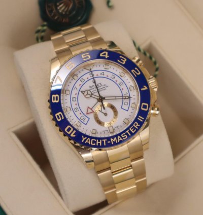 Rolex Yacht-master Ii 44mm Mercedes Hands 18k Yellow Gold Unworn In Stock