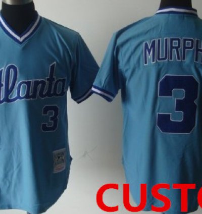 Custom Atlanta Braves Light Blue Throwback Jersey