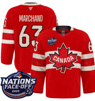Men Brad Marchand Jersey 63 Canada 4 Nations Face-off 2025 Pro Stitched Red
