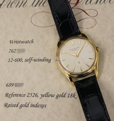 Patek Philippe Calatrava Vintage Calatrava Ref 2526 18kt Yellow Gold Mark Enamel Dial From Year 1955