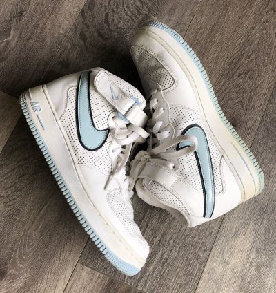 Vintage 2000s Nike Air Force 1 Mid Ice Blue White Shoes 8 5w