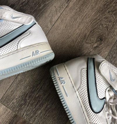 Vintage 2000s Nike Air Force 1 Mid Ice Blue White Shoes 8 5w