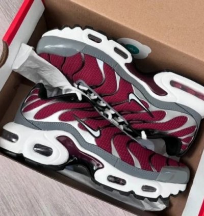 Nike Air Max Plus Team Red Cool Grey Running Shoes