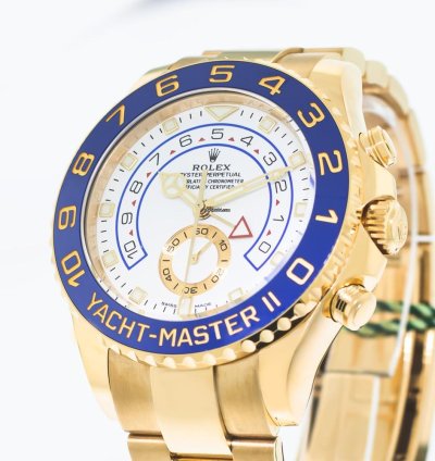 Rolex Yacht-master Ii 44mm Yellow Gold White Dial Blue Bezel 116688