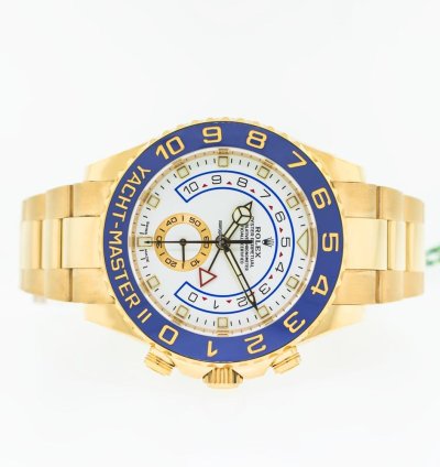 Rolex Yacht-master Ii 44mm Yellow Gold White Dial Blue Bezel 116688