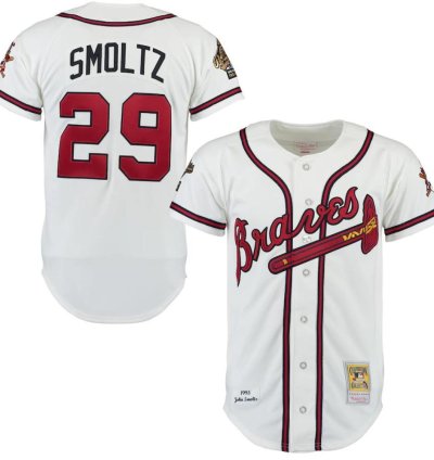 Atlanta Braves John Smoltz White 1995 Throwback Jersey