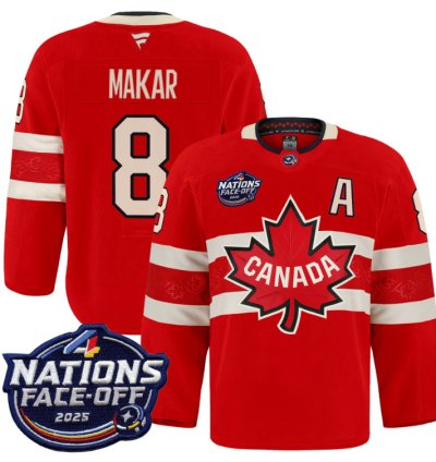 Men Cale Makar Jersey 8 Canada 4 Nations Face-off 2025 Pro Stitched Red