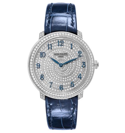 Patek Philippe Calatrava White Gold Blue Dial Diamond Ladies Watch 4978