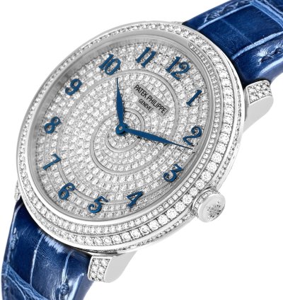Patek Philippe Calatrava White Gold Blue Dial Diamond Ladies Watch 4978