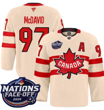 Men Connor Mcdavid Jersey 97 Canada 4 Nations Face-off 2025 Pro Stitched Cream