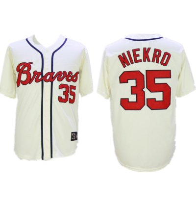 Atlanta Braves Phil Niekro Cream Throwback Jersey