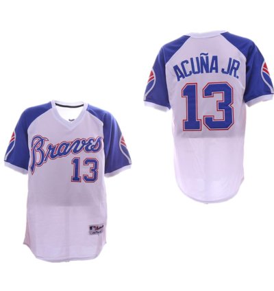 Atlanta Braves Ronald Acuna Jr White Throwback Pullover Jersey