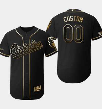 Baltimore Orioles Customized Black Gold Flexbase Jersey