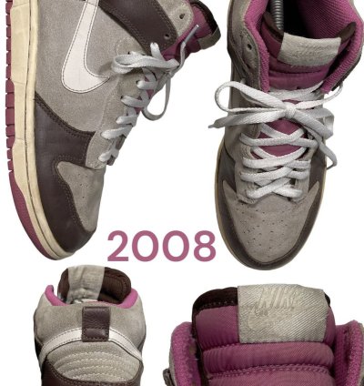 Vintage 2008 Nike Dunk High White Chocolate Pink Rare Color