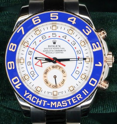 Rolex Yacht-master Ii Mint Complete Set Yacht-master Ii Two-tone White Dial Blue Bezel Rose Gold Steel 116681