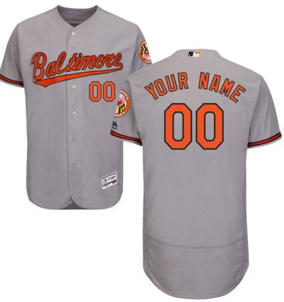 Baltimore Orioles Grey Customized Flexbase Majestic Mlb Collection Jersey