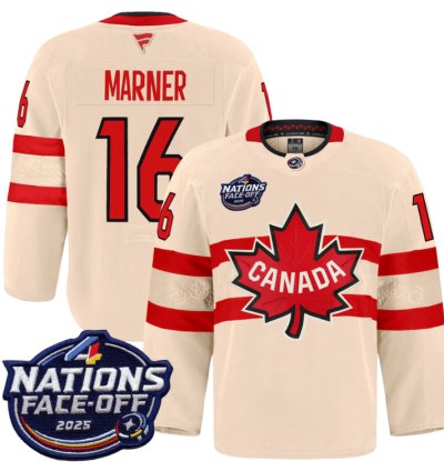 Men Mitch Marner Jersey 16 Canada 4 Nations Face-off 2025 Pro Stitched Cream