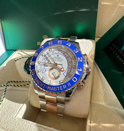 Rolex Yacht-master Ii New 2023 Two Tone Rose Gold Blue Ceramic Bezel 44mm Oyster Bracelet