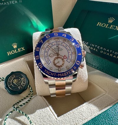 Rolex Yacht-master Ii New 2023 Two Tone Rose Gold Blue Ceramic Bezel 44mm Oyster Bracelet