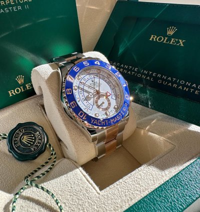 Rolex Yacht-master Ii New 2023 Two Tone Rose Gold Blue Ceramic Bezel 44mm Oyster Bracelet