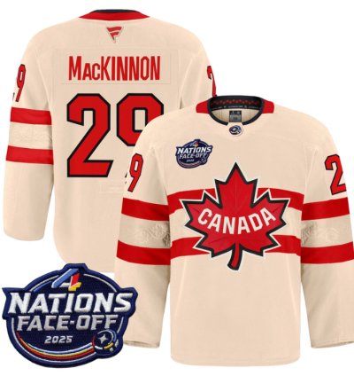 Men Nathan Mackinnon Jersey 29 Canada 4 Nations Face-off 2025 Pro Cream