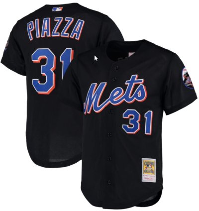 Piazza 31 New York Mets Black Jersey - All Stitched