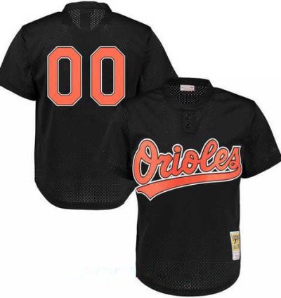 Baltimore Orioles Navy Blue Mesh Batting Practice Throwback Majestic Cooperstown Collection Custom Baseball Jersey