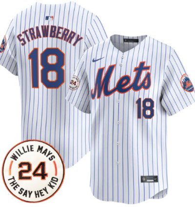 Darryl Strawberry Jersey 18 Mets Willie Mays Patch Vapor Premier Limited Stitched White