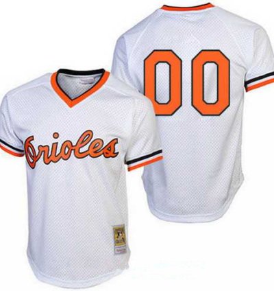 Baltimore Orioles White Mesh Batting Practice Throwback Majestic Cooperstown Collection Custom Baseball Jersey