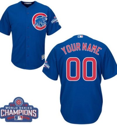 Chicago Cubs Custom Royal Blue 2016 World Series Champions Majestic Cool Base Mlb Jersey