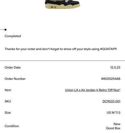 Air Jordan 4 Retro Sp Union Off Noir