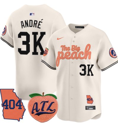 André Jersey 3k Atlanta Braves 404 The Big Peach Premier Limited Stitched Cream