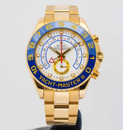 Rolex Yacht-master Ii White Dial Yellow Gold 44mm 116688 - Box Papers 2008