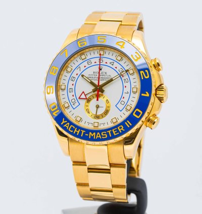 Rolex Yacht-master Ii White Dial Yellow Gold 44mm 116688 - Box Papers 2008