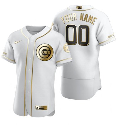 Chicago Cubs Custom White Stitched Mlb Flex Base Golden Edition Jersey