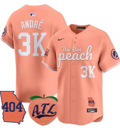 André Jersey 3k Atlanta Braves 404 The Big Peach Premier Limited Stitched Peach